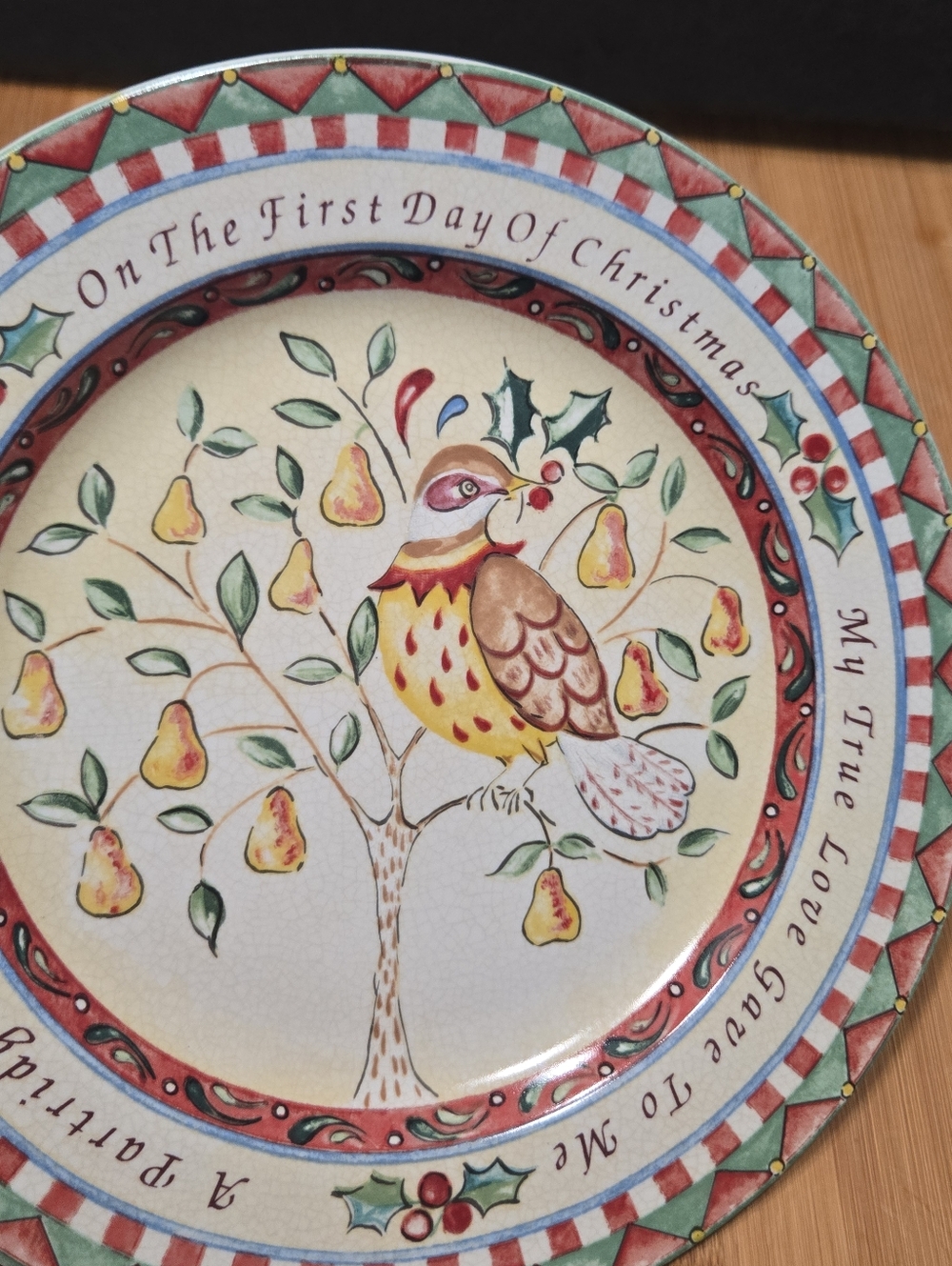 1st Day 1 Partridge In A Pear Tree Vintage 12 Days of Christmas plate 222 Fifth